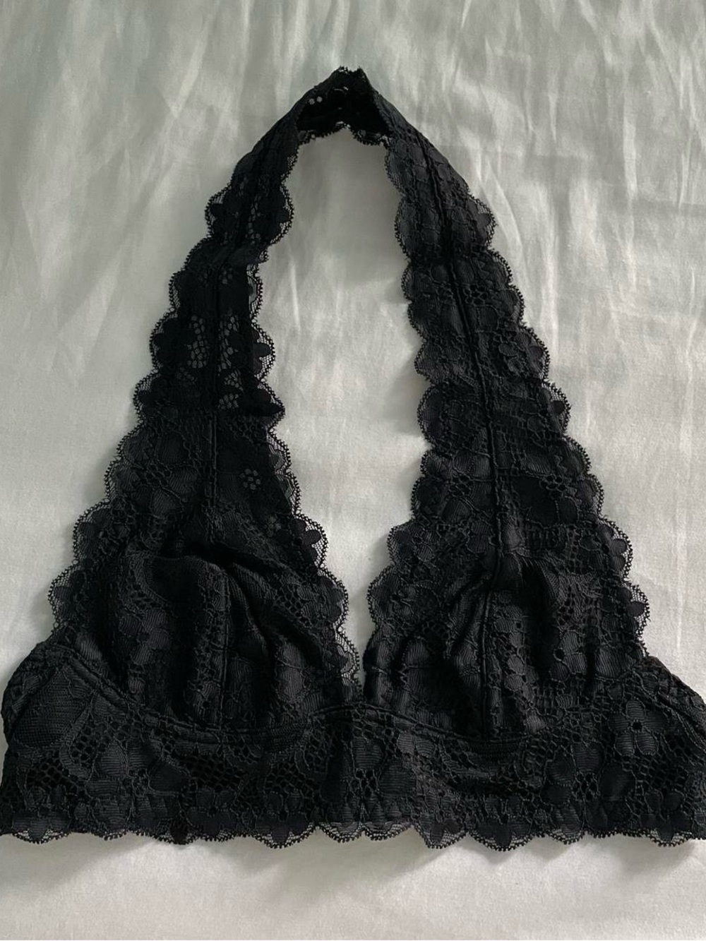 Free People Black Galloon Lace Halter Bralette